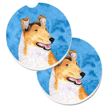 Carolines Treasures Blue Smooth Collie Set of 2 Cup Holder Car Coaster SS4746-BUCARC